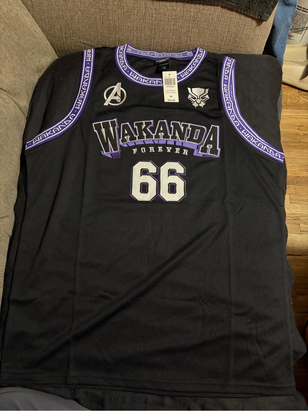 Marvel Wakanda Forever Black & Purple Sleeveless Jersey